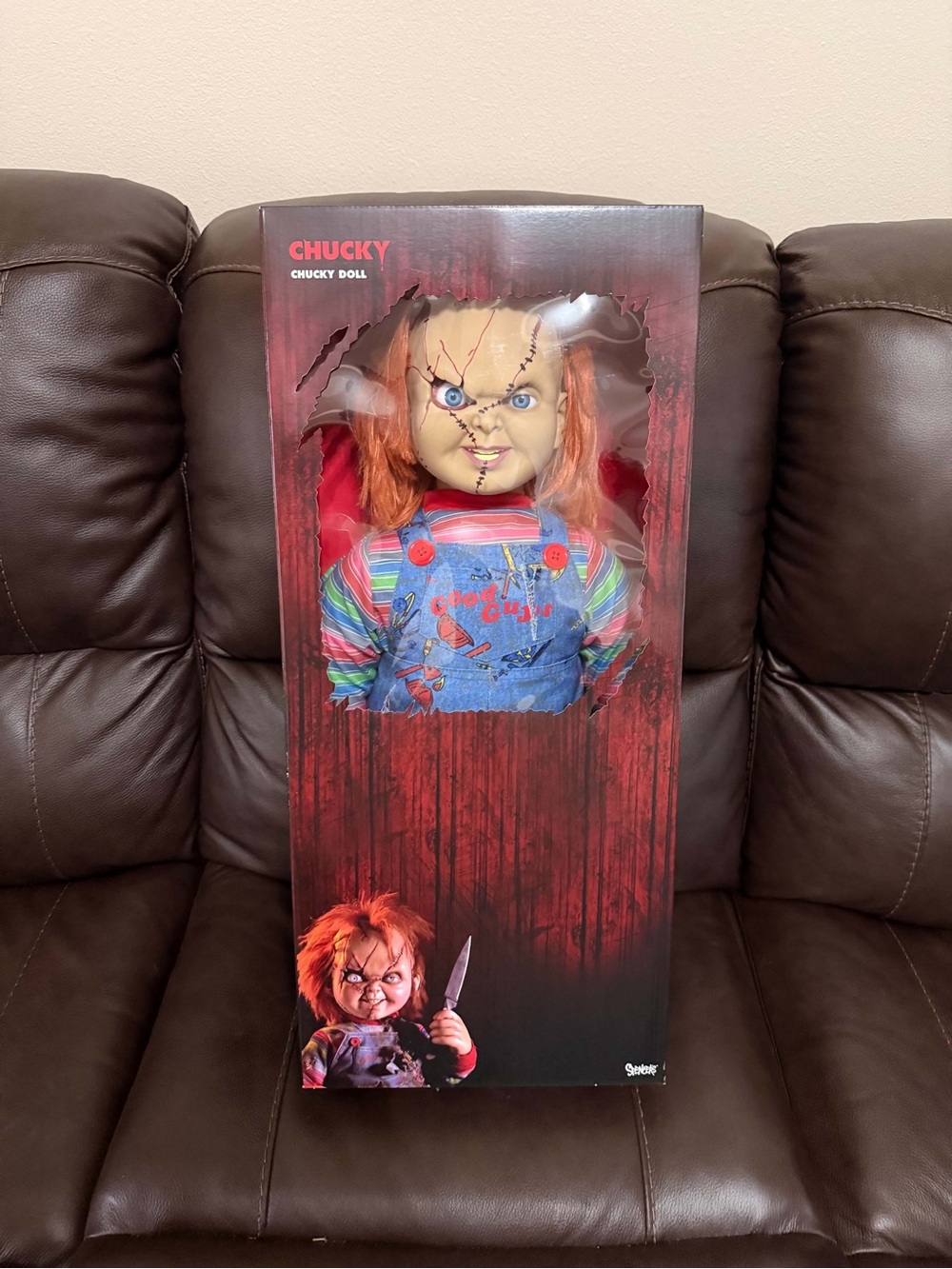 Halloween 24-inch Chucky Good Guys doll inside its display box.